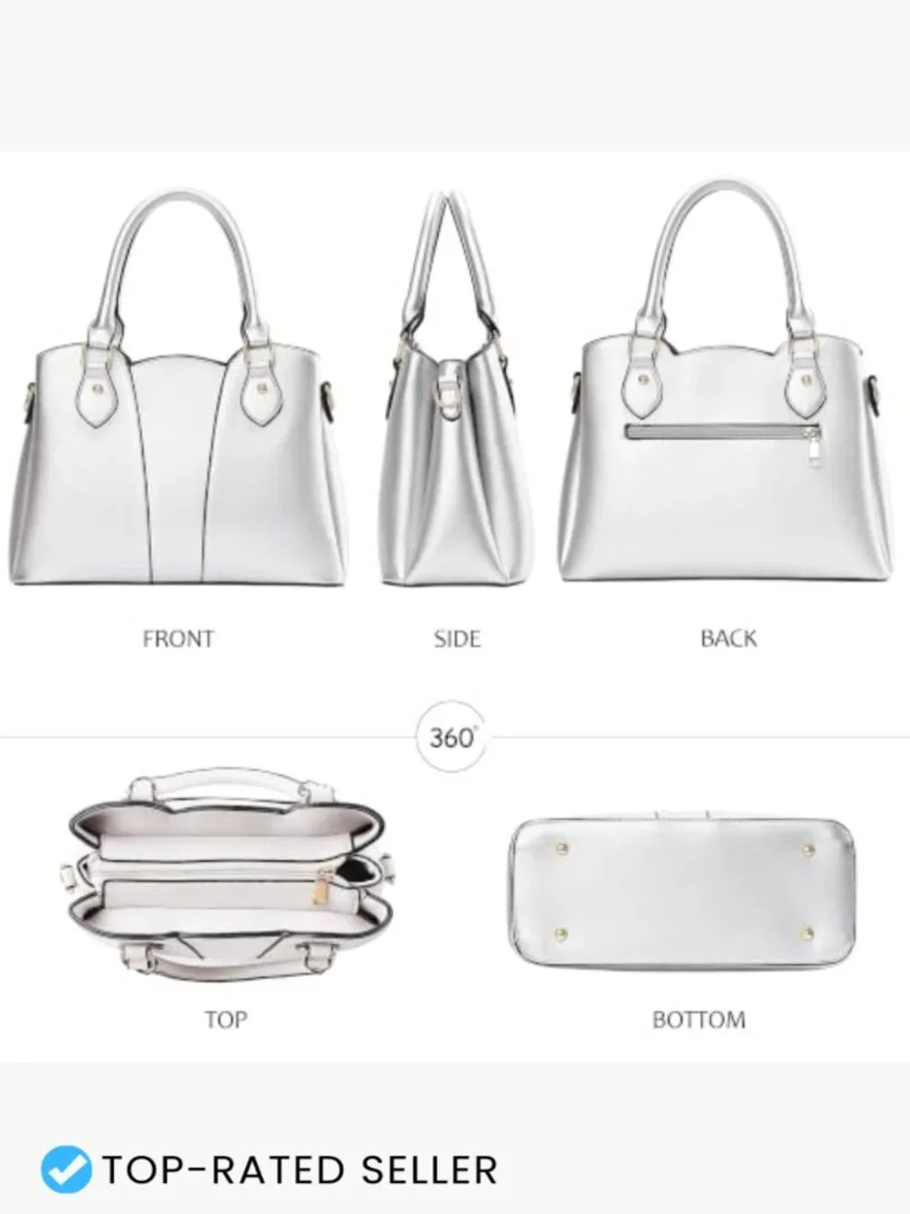 Vegan Leather Crossbody Purse Women's Tote Handbag Satchel Zippered Top Handle